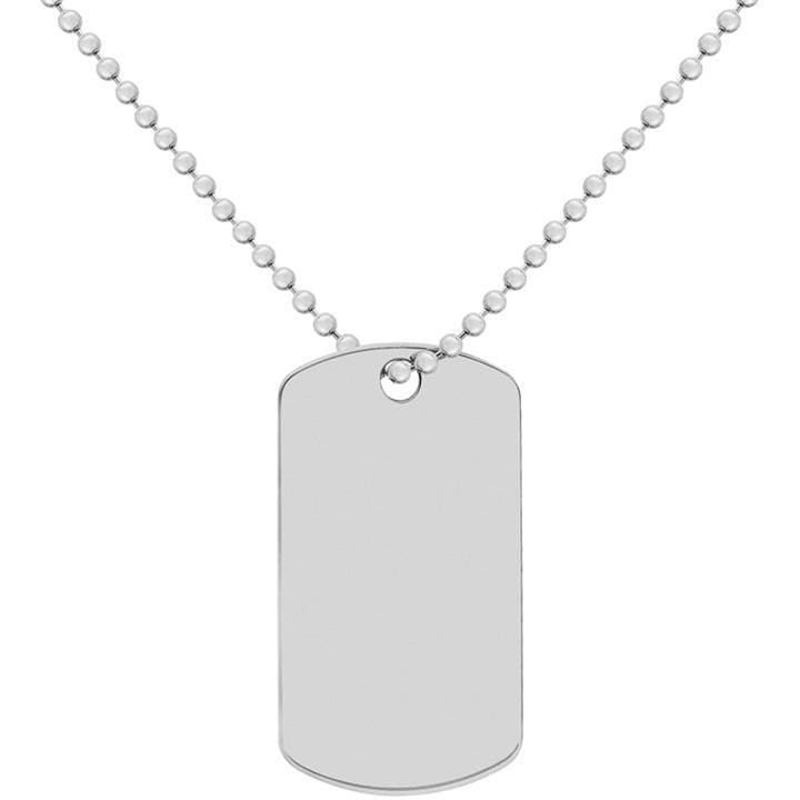 Be You  Silver Sterling Dog Tag Chain, Sports Direct