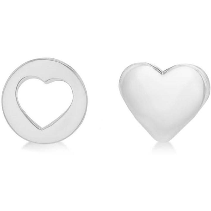 Be You Women's Silver Sterling Heart & Cut-Out Heart Studs, Sports Direct
