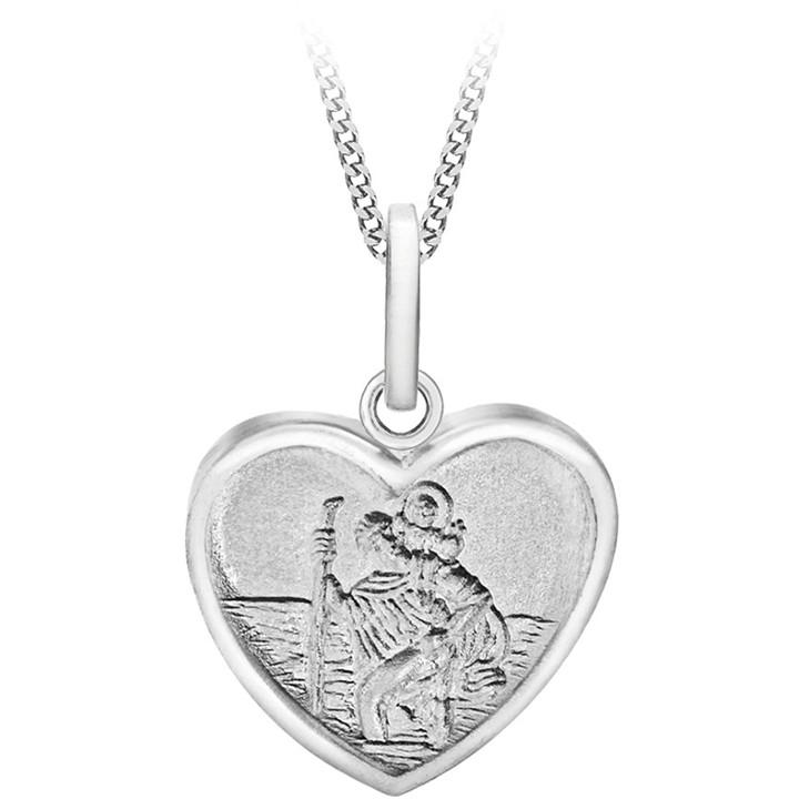 Be You Women's Silver Sterling St Christopher Heart Necklace, Sports Direct