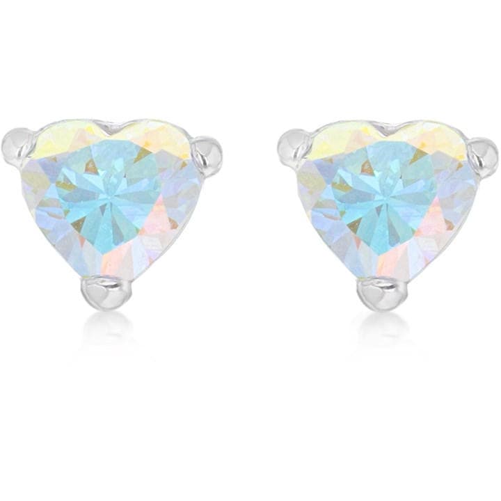 Be You Women's Silver Sterling Cz Heart Studs, Sports Direct