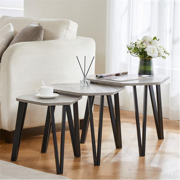 Lassic  Grey Vida Designs Brooklyn Nest Of 3 Tables, Sports Direct