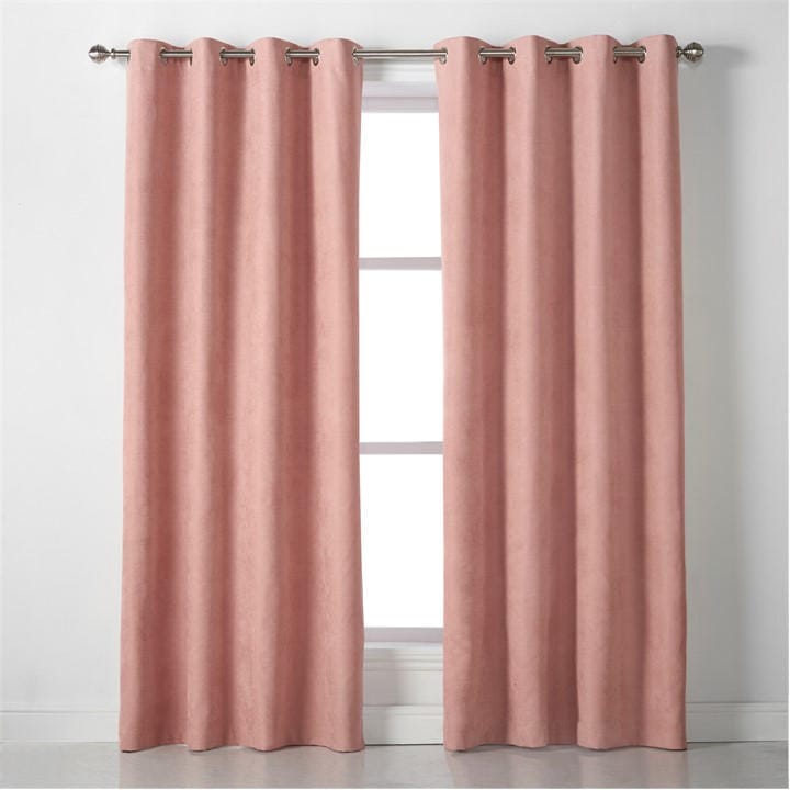 Alan Symonds  Pink Velvet Chenille Eyelet Ring Top Curtains in Size 142x229cm, Sports Direct