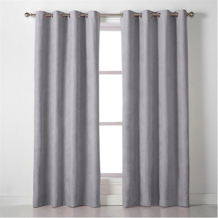Alan Symonds  Silver Velvet Chenille Eyelet Ring Top Curtains in Size 142x229cm, Sports Direct