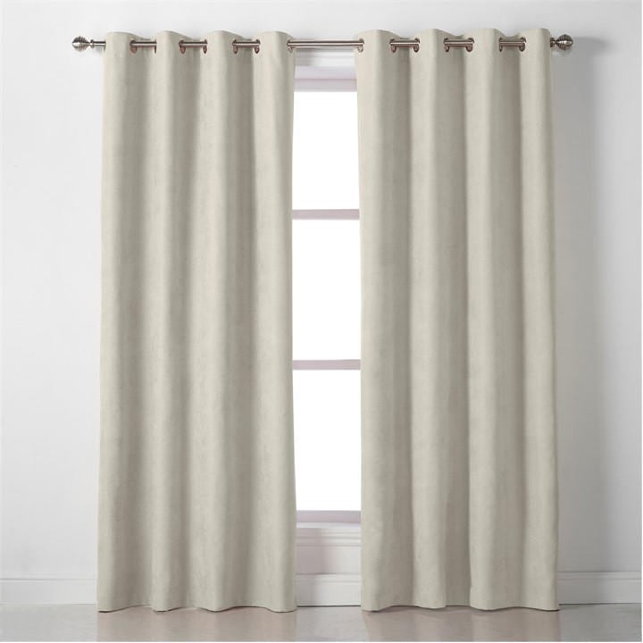 Alan Symonds  Cream Velvet Chenille Eyelet Ring Top Curtains in Size 142x229cm, Sports Direct
