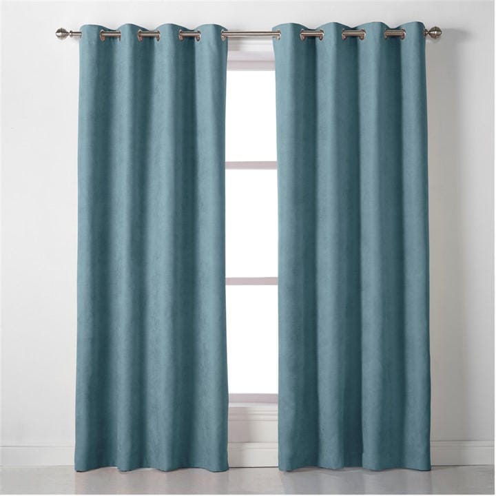Alan Symonds  Green Velvet Chenille Eyelet Ring Top Curtains in Size 142x229cm, Sports Direct