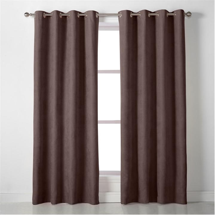 Alan Symonds  Brown Velvet Chenille Eyelet Ring Top Curtains in Size 142x229cm, Sports Direct