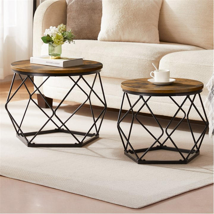 Lassic  Brown Vida Designs Brooklyn Nest Of 2 Geometric Tables in Size Set of 2, Sports Direct
