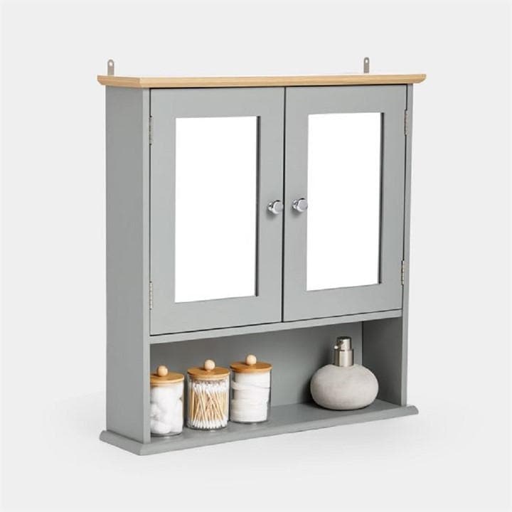 Vonhaus  Grey Shrewsbury Mirrored Cabinet, Sports Direct