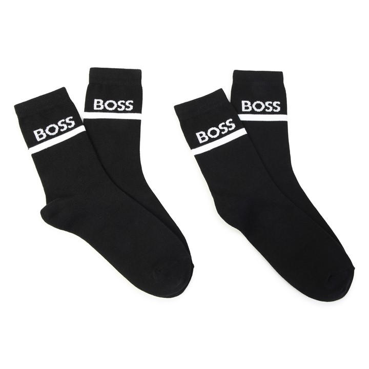 Boss Boys Black Logo Print Socks  in Size 13 - 14 Years, Sports Direct