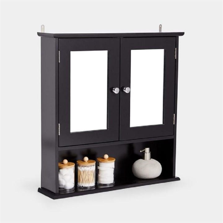 Vonhaus  Black Shrewsbury Mirrored Cabinet, Sports Direct