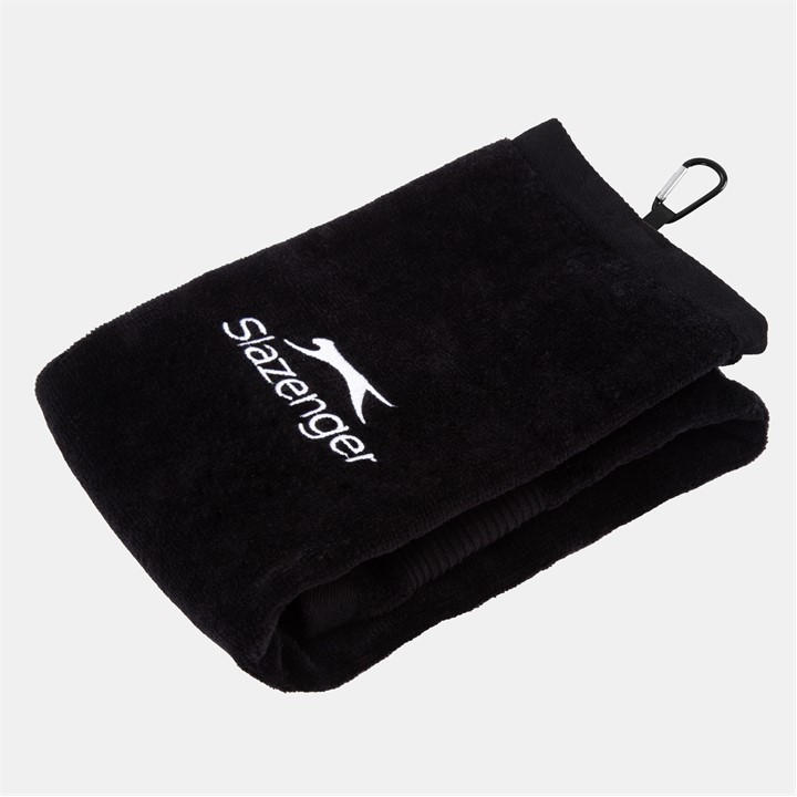 Slazenger  Black Golf Towel With Carabiner Clip, Sports Direct