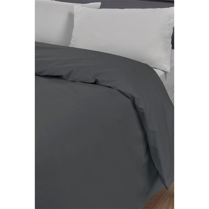 Homelife  Grey Non-Iron Plain Dyed Duvet Covers, Sports Direct