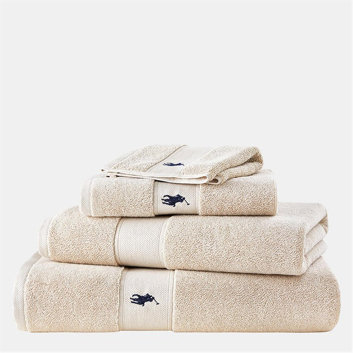Ralph Lauren Home  Beige Rl Polo Player Towel in Size Hand Towel, Sports Direct