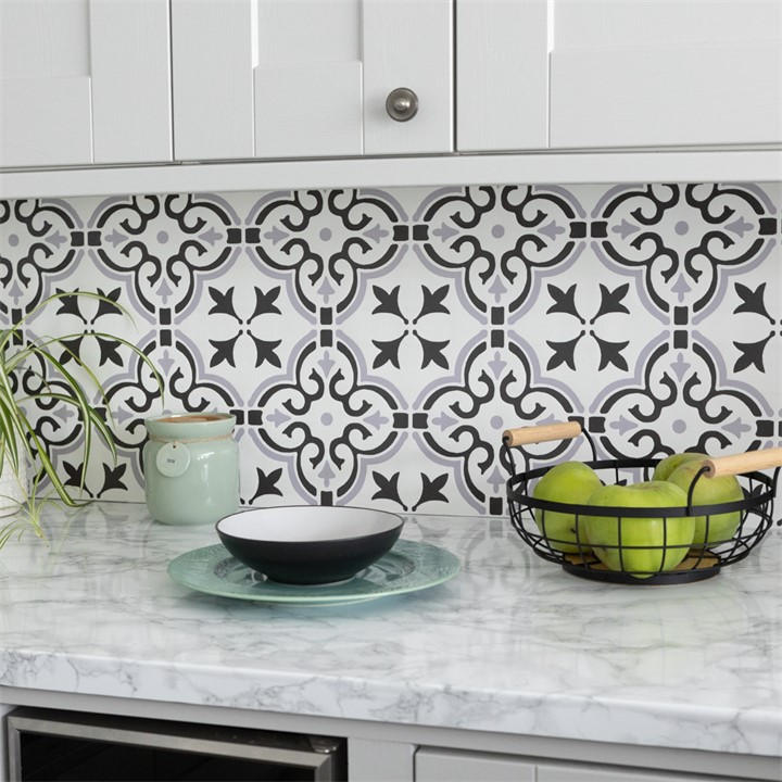 D C Fix  Grey 3D Splashback Wallpaper Floral, Sports Direct