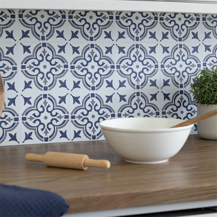 D C Fix Blue Self Adhesive Vinyl Wall Tiles Jamila in Size 0.42 SQM, Sports Direct