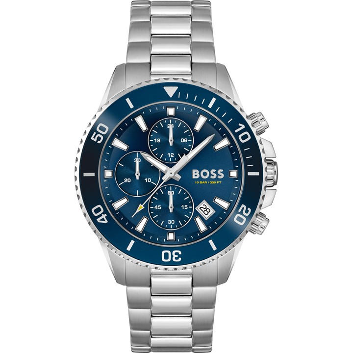 Boss Gents Admiral Stainless Steel Mesh Strap Watch Silver - Image 5