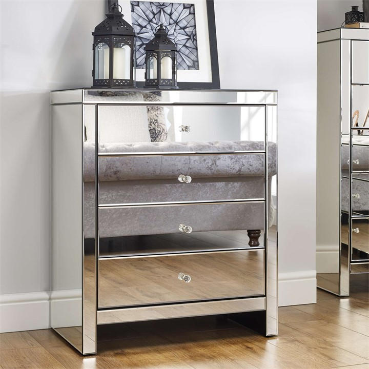 Birlea Seville 4 Drawer Chest - Glass - Image 4