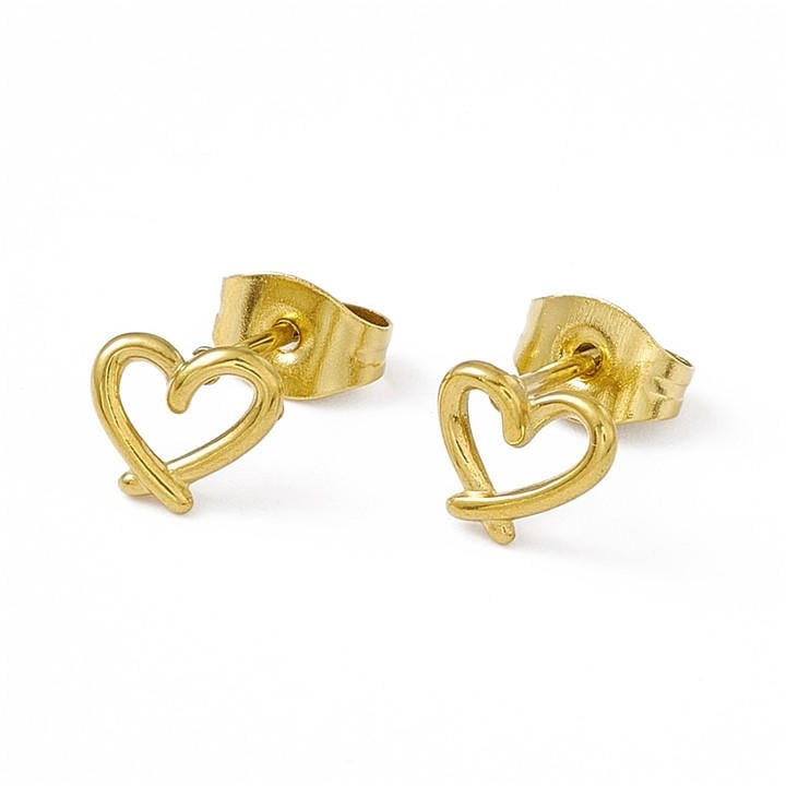 Aye Do Gifts Women's Gold My Heart Stud Earrings 1586-Np, Sports Direct