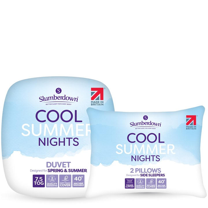 Slumberdown  White Cool Summer Nights 7.5 Duvet + 2 Pillows in Size Superking, Sports Direct