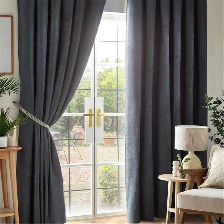 Alan Symonds  Grey Chenille Blackout Pencil Pleat Top Curtains in Size 45x54, Sports Direct