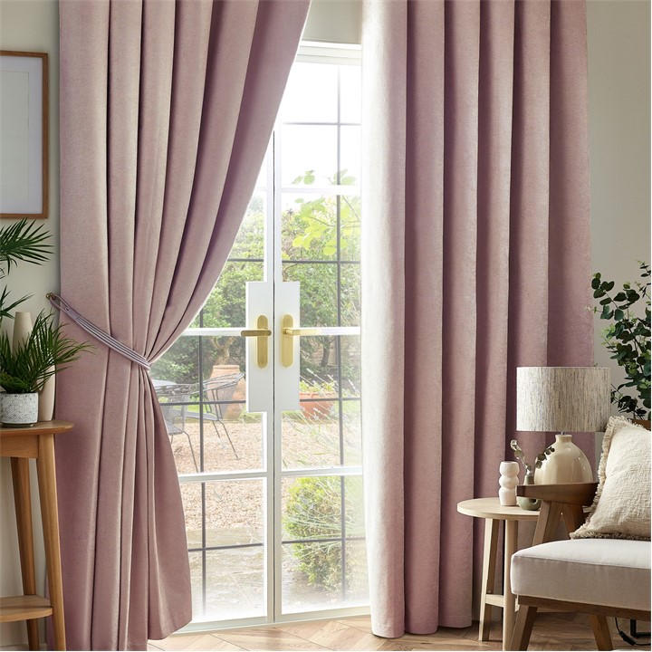 Alan Symonds Unisex Pink Chenille Blackout Pencil Pleat Top Curtains