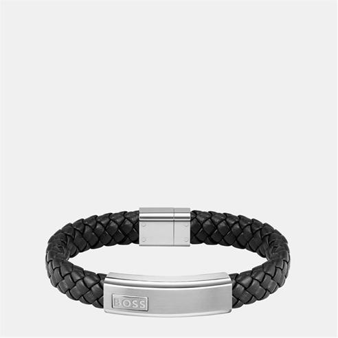 Boss - Men's Lander Stainless Steel Leather Bracelet