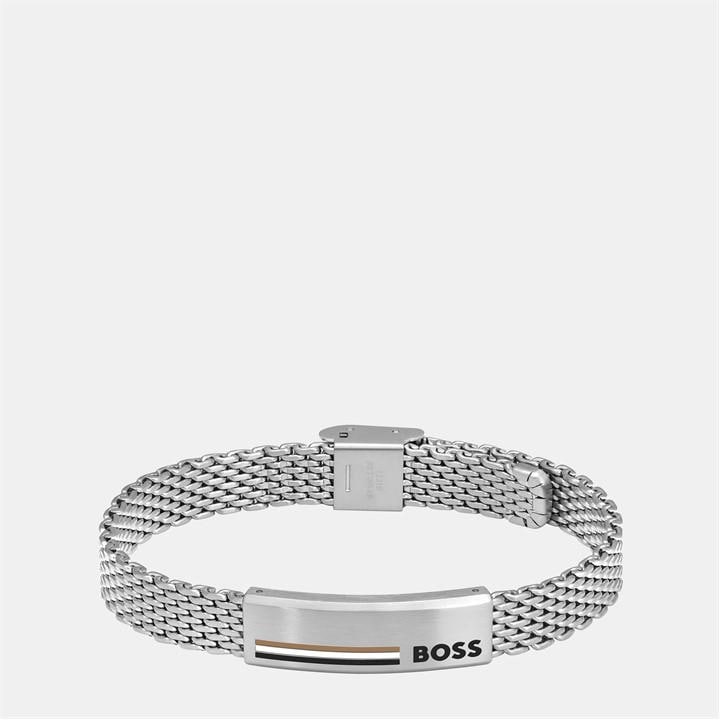 Boss Men's Silver Alen Mesh Magnetic Closure Chain Bracelet, Sports Direct