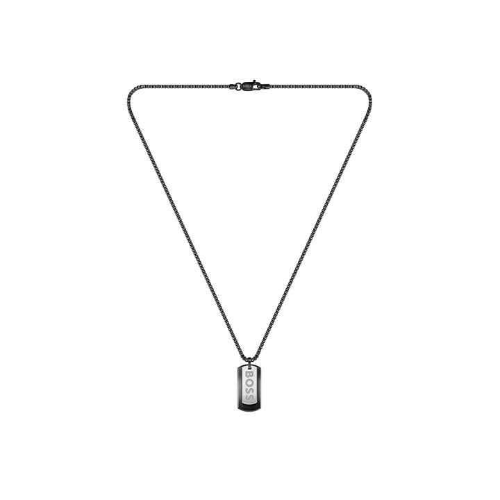 Boss Men's Black Devon Stainless Steel Pendant Necklace, Sports Direct