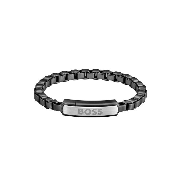 Boss Men's Black Devon Box Chain Magnetic Closure Bracelet, Sports Direct