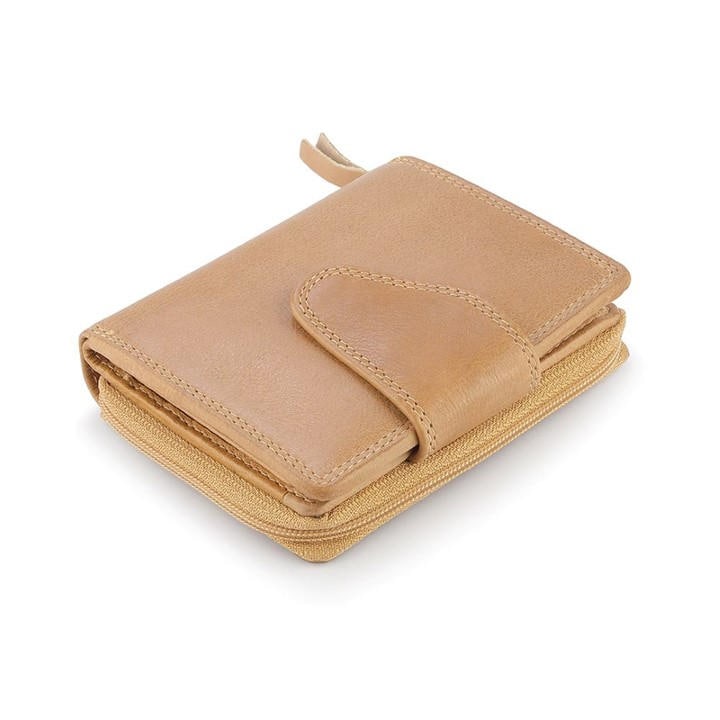 Primehide Leather Women's Cream Washed Cancun Small Trifold Purse Selena in Size 11 x 9, Sports Direct