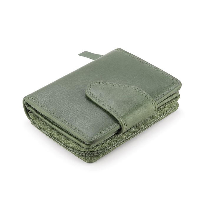 Primehide Leather Women's Green Washed Cancun Small Trifold Purse Selena in Size 11 x 9, Sports Direct