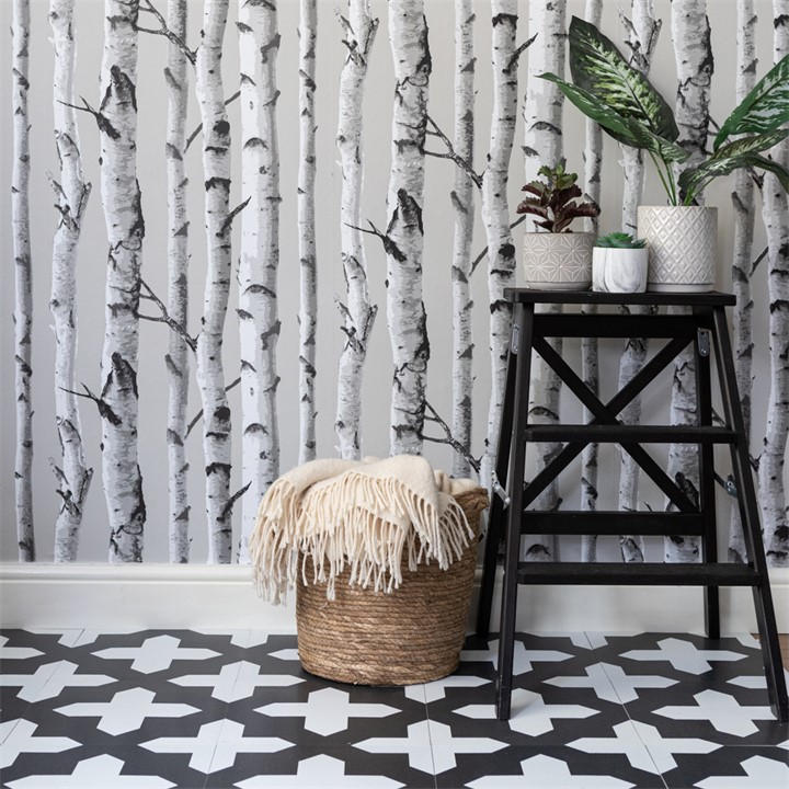 Wall Pops  Grey Self Adhesive Wallpaper Birch Tree in Size 52CMX5.49M, Sports Direct