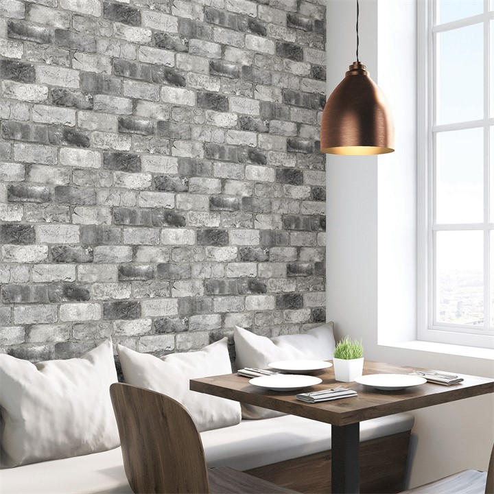 Wall Pops  Grey Self Adhesive Wallpaper London Brick in Size 52CMX5.49M, Sports Direct