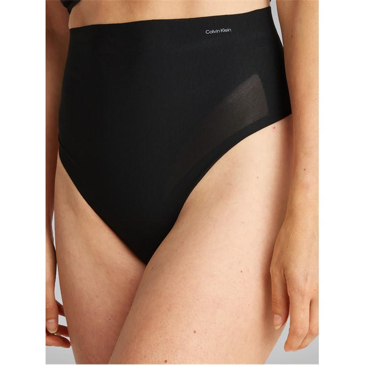 Calvin Klein Women's Black Sculpted Firm Mesh Thong Shapewear in Size 10, Sports Direct