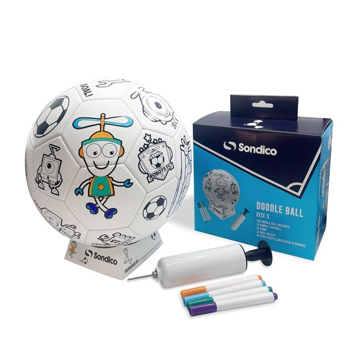 Sondico  Kids White Doodle Football in Size Size 5, Sports Direct