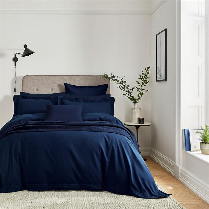 Bedeck Of Belfast  Blue Vendi 300Tc Infused Cotton Duvet Cover, Sports Direct