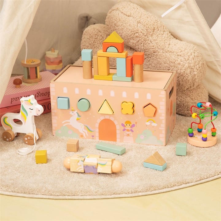 Tooky Toy  Kids  Wooden Unicorn 6-In-1 Activity Set, Sports Direct