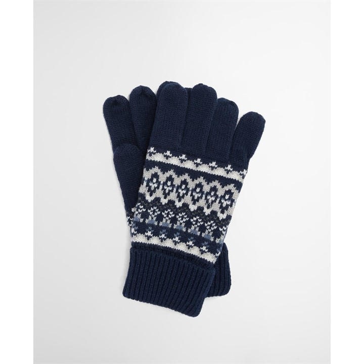 Barbour Men's Blue Marlow Fairisle Knitted Gloves, Sports Direct