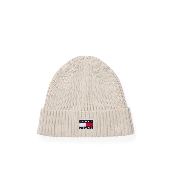 Tommy Jeans Women's Beige Flag Ribbed Knit Beanie, Sports Direct