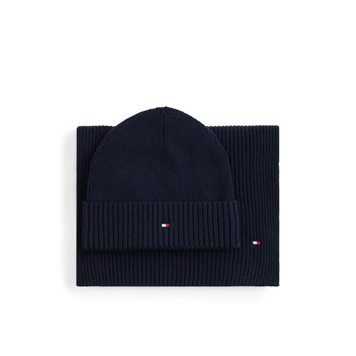 Tommy Hilfiger Men's Blue Flag Beanie & Scarf Gift Pack, Sports Direct