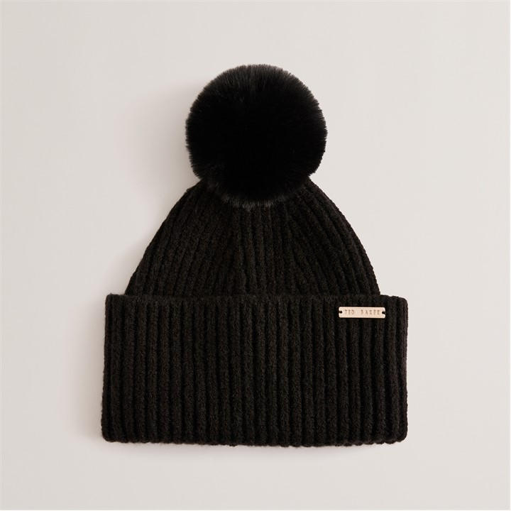 Ted Baker Women's Black Knitted Bobble Hat, Sports Direct