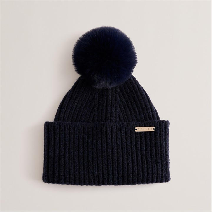 Ted Baker Women's Blue Knitted Bobble Hat, Sports Direct