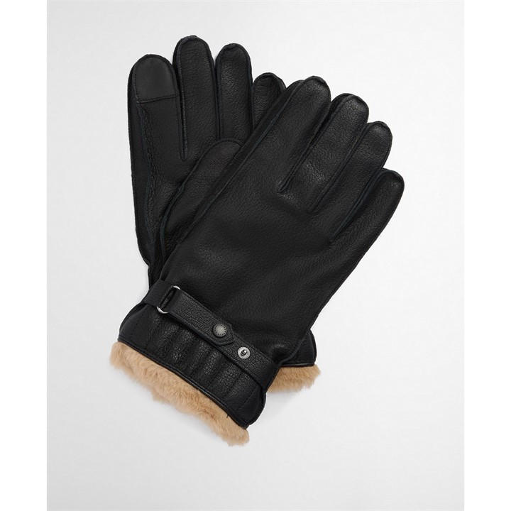 Barbour Men' Black Leather Utility Gloves in Size S, Sports Direct