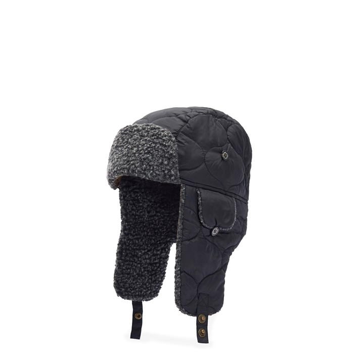 Barbour Men's Black Sandbay Quilted Trapper Hat in Size S - M, Sports Direct
