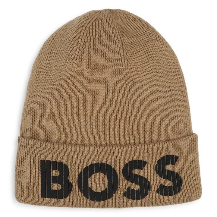 Boss Boys Brown Kids' Ribbed Beanie in Size 4 - 5 Years, Sports Direct