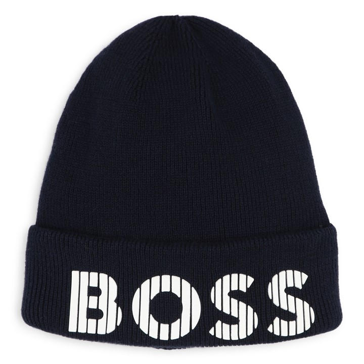 Boss Boys Blue Kids' Ribbed Beanie in Size 4 - 5 Years, Sports Direct
