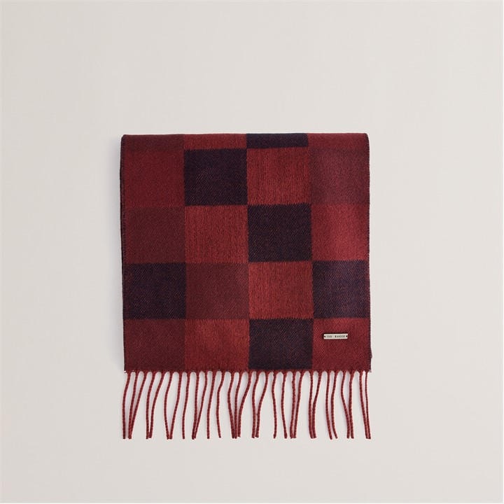 Ted Baker Women's Red Grid Check Midweight Scarf, Sports Direct