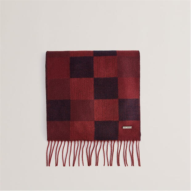 Krwista czerwień - Ted Baker - Women's Grid Check Midweight Scarf