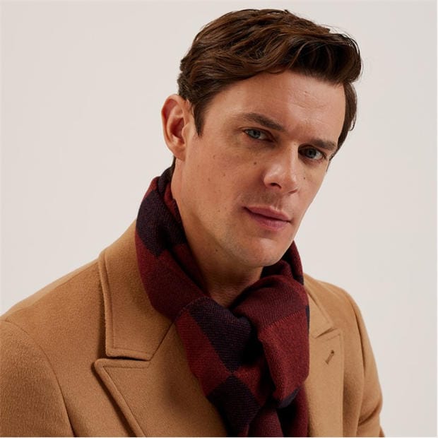 Krwista czerwień - Ted Baker - Women's Grid Check Midweight Scarf