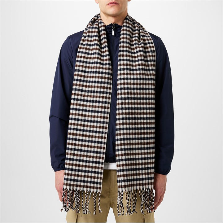 Aquascutum Men's Beige Check Knit Scarf, Sports Direct